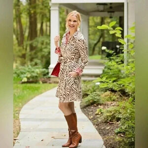JB by Julie Brown Brown and Cream Long Sleeve Sundress
